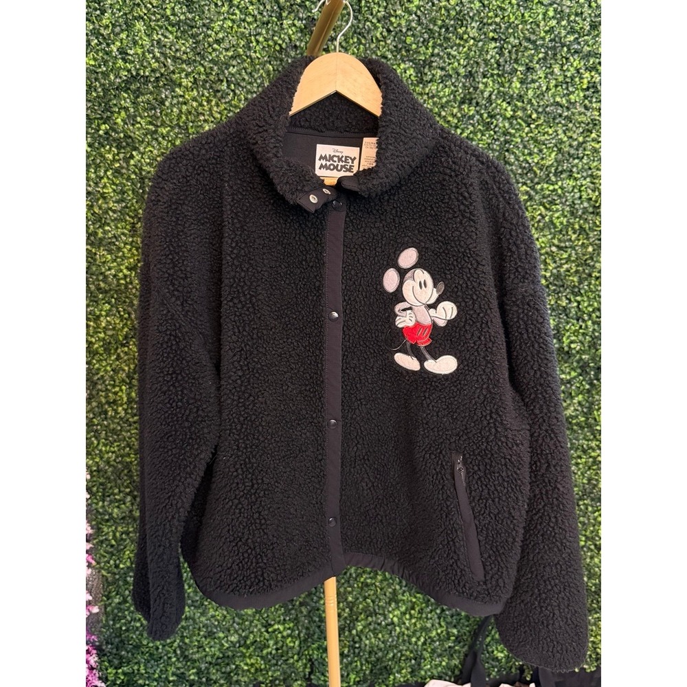 Disney, Mickey Mouse Sherpa Fleece Jacket, Black, XL, Excellent, MSRP $60